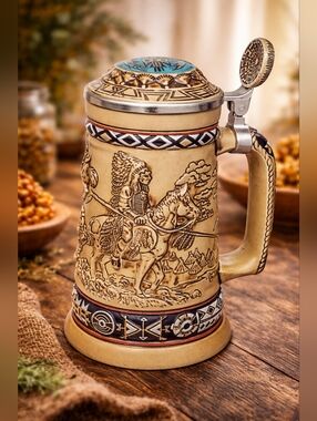 Vintage 1988 Avon “Indians of the American Frontier” Beer Stein Tankard Brazil